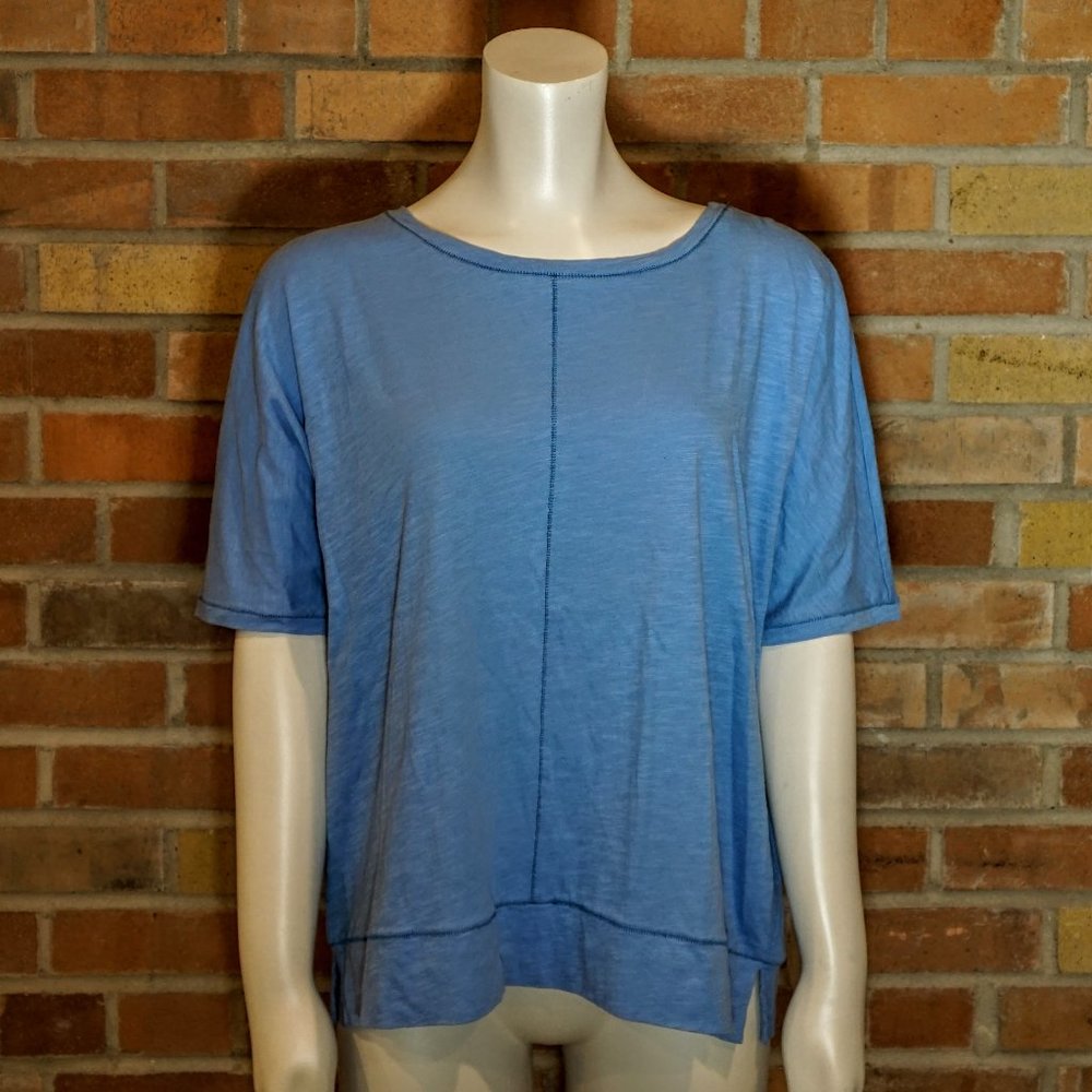 Eileen Fisher Organic Cotton Seamed Tee Heather Bl